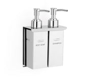 Plantex Double Liquid Soap Dispenser for Bathroom/304 Grade Stainless Steel Shampoo Dispenser/Body Soap Dispense/Bathroom Accessories - Pack of 1 (Regent, Chrome)