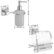 Plantex Decan 304 Grade Stainless Steel Toilet Paper Holder/Liquid Soap Dispenser/Bathroom Accessories - Chrome
