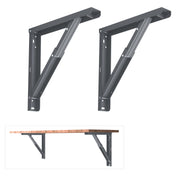 Plantex Heavy Duty 12 Inch Foldable Table Bracket/GI Steel Multipurpose Shelf Bracket/Space Saving Wall Bracket/Folding Bracket for Home & Office - Pair of 1 (Grey)