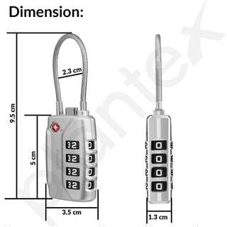 Plantex 4-Digit Combination Padlock/TSA Metal Lock with String Shackle/Number Lock for Luggage/Travel Bag/Suitcase/Backpack/Lockers - Pack of 1 (Silver)