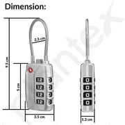 Plantex 4-Digit Combination Padlock/TSA Metal Lock with String Shackle/Number Lock for Luggage/Travel Bag/Suitcase/Backpack/Lockers - Pack of 1 (Silver)