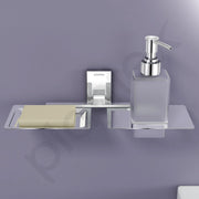 Plantex 304 Grade Stainless Steel 2in1 Soap Holder with Soap Dispenser/Soap Dish/Handwash Dispenser/Bathroom Accessories - Chrome