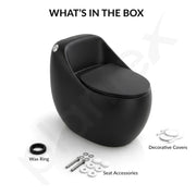 Plantex Imported Commode for Toilet/Rimless Siphonic Vacuum Jet Flush Western Commode/Floor Mounted Western Toilet with Soft Closing Toilet Seat - (Black Matt)