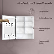 Plantex Acrylonitrile Butadiene Styrene Durable Bathroom Cabinet with Mirror/Premium Multipurpose Bathroom Mirror with Storage/Mirror with Shelf (14X18 Inch-White)
