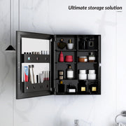 Plantex Bathroom Cabinet with Mirror/ABS Bathroom Storage Organiser/Multipurpose Bathroom Shelf/Wall Mount Mirror Cabinet for Wash Basin (14x18 Inch, Black)