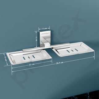 Plantex 304 Grade Stainless Steel Double Soap Dish Stand for Bathroom & Kitchen/Soap Dish/Bathroom Accessories - Iris (Chrome)