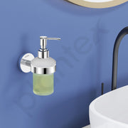 Plantex Smero Pure Brass Made Hand Wash Holder for Wash Basin/Liquid Soap Dispenser/Shampoo Dispenser - Circle (Chrome)