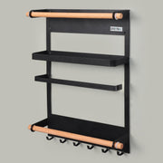 Plantex GI Steel Multi-Purpose Magnetic Shelf for Home/Fridge Organizer Spice Rack with Paper-Towel Holder/Kitchen Rack for Refrigerator (Big-Black)