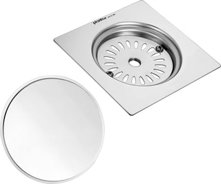 Plantex 304 Grade Stainless Steel Floor Pop Up/Push to Open Grating Floor Drainer/Jali for Bathroom and Kitchen (6x6 inches) - Chrome