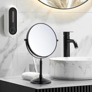 Plantex Premium Brass Magnifying Mirror/Dual Side Shaving Mirror for Bathroom With 5x/1x Magnification/Tabletop Vanity Hand Mirrors Stand (8 Inch-Black/Tabletop)