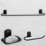 Plantex Parv 304 Grade Stainless Steel Towel Rod for Bathroom/Soap Holder/Napkin Ring/Bathroom Accessories - 3 Pcs Combo (Black)