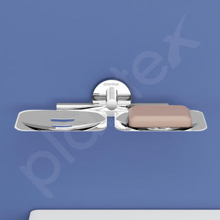Plantex Smero Pure Brass Dual Soap Holder for Bathroom and Kitchen/Soap Stand/Soap Case/Soap Dish/Bathroom Accessories - Circle(Chorme)