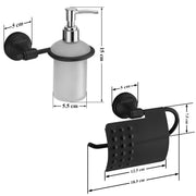 Plantex 304 Grade Stainless Steel Washroom Set of 2 - Toilet Paper Holder/Stand/Liquid Soap Dispenser - Niko (Black)