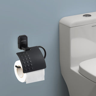 Plantex 304 Grade Stainless Steel Tissue/Toilet Paper roll Holder Stand for washroom/Bathroom Accessories - Cute (Black)