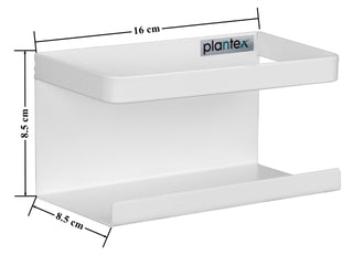 Plantex Carbon Steel Magnetic Shelf For Kitchen/Fridge Organizer Spice Rack/Shelf For Refrigerator - Wall Mount & Railing Mount, Floating Shelves (White)