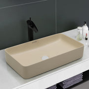 Plantex Ceramic Table Top Wash Basin/Rectangle Basin for Bathroom/Over Counter Washbasin for Restaurant/Hotel (Matt Khaki, 24 x 14 x 4.5 Inch)