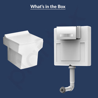 Plantex Ceramic Commode with Conceal Flush Tank/Wall Hung Commode with Dual Flush Tank/Tank with all internal accessories/Square Toilet with Soft Closing Toilet Seat – (White)