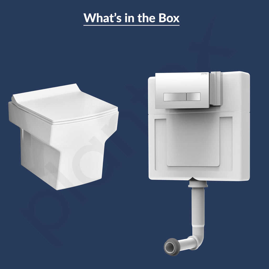 Plantex Ceramic Commode with Conceal Flush Tank/Wall Hung Commode with ...