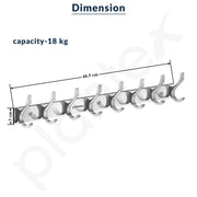 Plantex Aluminium Cloth Hanger Wall Mounted With 8 Hooks For Bathroom/Kitchen - Cloth Hanger/Towel Hanger/Keys Holder - Pack Of 2 (8 Hooks, Chrome)