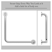 Plantex L-Shape Bathroom Handle for Senior Citizen/Grab Bar for Toilet/Support for Elderly People - Stainless Steel, Pack of 1 (Chrome)