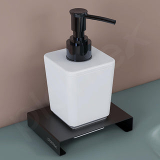 Plantex Stainless Steel and ABS Soap Dispenser for Bathroom/Shampoo Dispenser/Hand Wash Dispenser/Bathroom Accessories - Table Top (Black & ABS)