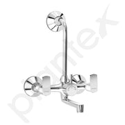 Plantex Wall Mixer 2 in 1 with L-Bend Connector for Rain Shower/Nickel Chrome Mirror Finish Mixture Tap for Bathroom with Wall Flange-(APS-1299)