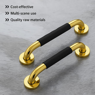 Plantex 304 Stainless Steel Grab Bar for Toilet with Grip/13 inch Anti-Slip Handle for Bathroom Support - Pack of 2 (Gold & Black)