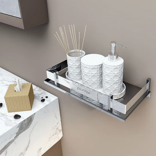 Plantex Stainless Steel Nickel, Chrome Bathroom Shelf Accessories (Silver, 12 X 5 Inches)