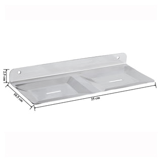 Plantex Platinum Stainless Steel Dual Soap Dish - Soap Stand - Bathroom Soap Holder - Bathroom Accessories - Pack of 4