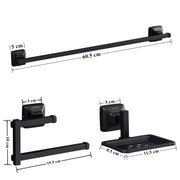 Plantex 304 Grade Stainless Steel Bathroom Accessories Set of 3 - Towel Hanger/Napking Holder/ Soap Holder for Bathroom - Squaro (Black)