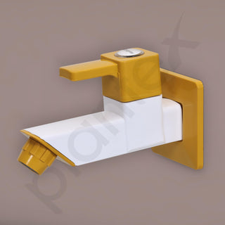 Plantex PTMT EDS-121 Single Lever Bib Cock for Bathroom with Water Saving Nozzle Attachment/Bib Tap with Plastic Wall Flange & Teflon Tape (Yellow and White)