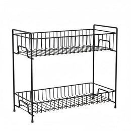 Plantex 2-Tier Stainless Steel Countertop, Tabletop Tiered Shelf Rack/Kitchen Organizer/Spice Jar Organizer/Storage Rack For Kitchen (Black)