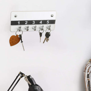 Plantex Acrylic Key Holder for Home/Key Hangers for Wall/Home Key Holder for Wall/Key Stand - Wall Mount (5 Hooks - White)