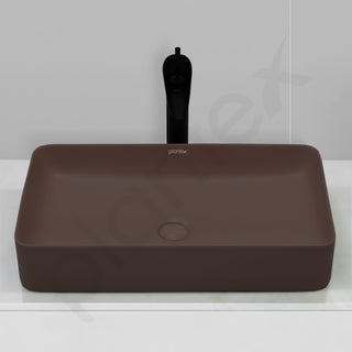Plantex Ceramic Basin for Bathroom/Table Top Ceramic Basin/Washbasin Sink for Bathroom - (Rectangle - Matt Brown)