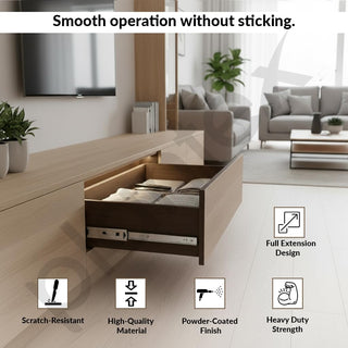 Plantex Drawer Channel/Regular Close Ball Bearing/Channel for Drawer/Telescopic Channel for Wooden & Metals Drawers in Kitchen, Wardrobe, (18-Inch,Silver) 1 Pair Set