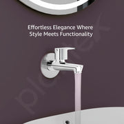 Plantex Long Body Bib Cock for Bathroom with Water Saving Aerator and Brass Spindle/Wall Mount Bib Tap with Wall Flange and Teflon Tape for Bathroom(Kromo-Chrome)