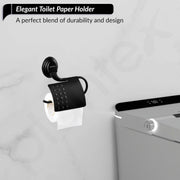 Plantex 304 Grade Stainless Steel Toilet/Tissue Paper Holder Stand for Washroom/Bathroom Accessories - Cubic (Black)