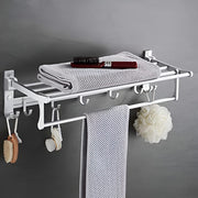 Plantex Space Aluminum Foldable Towel Rack/Towel Stand for Bathroom/Towel Hanger/Bathroom Accessories (24-Inch) - Silver