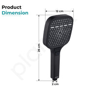 Plantex Hand Shower for Bath/3 Mode Multifunctional Shower/5-Inch ABS Plastic Silicone Handheld Shower/Easy Mode Switching – (Black, APS-609)