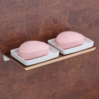 Plantex Stainless Steel with ABS Material Double Soap Dish/Holder/Stand/Tray for Bathroom and Kitchen Bathroom Accessories - Wall Mount (Rose Gold)