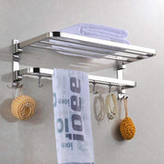 Plantex 304 Grade Stainless Steel Foldable Towel Rack in Bathroom/cloth hanger for bathroom/Towel Rod with Hooks/Bathroom Accessories (18 Inch) Chrome