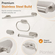 Plantex Stainless Steel Self Adhesive 16 inch Towel Holder/Napkin Holder/Paper Holder/Robe Hook for Bathroom/Bathroom Accessories - 4 Pcs Combo (Matt)
