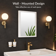 Plantex Mirror with Frame/Wall Mount Modern Mirror/Looking Glass with Frame/Rectangle Mirror for Home/Bathroom & Living Room (18x14 Inch - White)