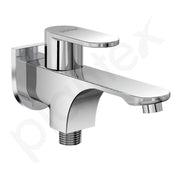 Plantex Two Way Bib Cock Taps Compatible for Washing Machine with Water Saving Nozzle Attachment/2 in 1 Bib Tap with Brass Wall Flange and Teflon Tape- (Orna-Chrome)