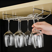Plantex Wine Glass Rack/Wine Glass Holder for Cabinet/ Bar Glass Hanging Holder For Pubs/Kitchen/Bars (Double Line - L20 X W9 Inches), Hanging Shelves