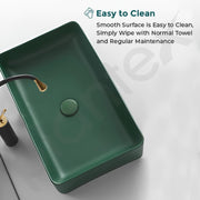 Plantex Rectangular Ceramic Wash Basin / Tabletop Wash Basin/ Wash Basin for Bathroom (Aqua Green) (13 x 23 x 4 Inch)
