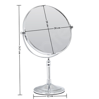 Plantex Premium Brass Magnifying Mirror/Dual Side Makeup Mirror with 5x/1x Magnification/Tabletop Vanity Hand Mirrors Stand (8 Inch-Chrome/Tabletop)
