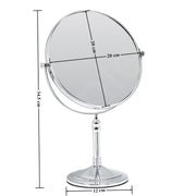 Plantex Premium Brass Magnifying Mirror/Dual Side Makeup Mirror with 5x/1x Magnification/Tabletop Vanity Hand Mirrors Stand (8 Inch-Chrome/Tabletop)
