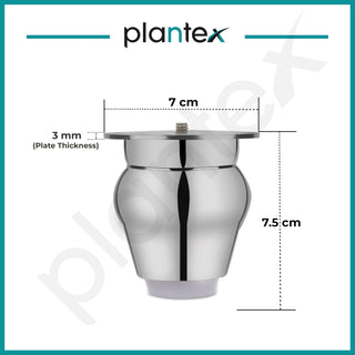 Plantex 3 Inch Sofa Legs for Bed Furniture/Sofa Legs for Table/Sofa Support Legs with Rubber Grip (Chrome Finish, 6 Pcs)