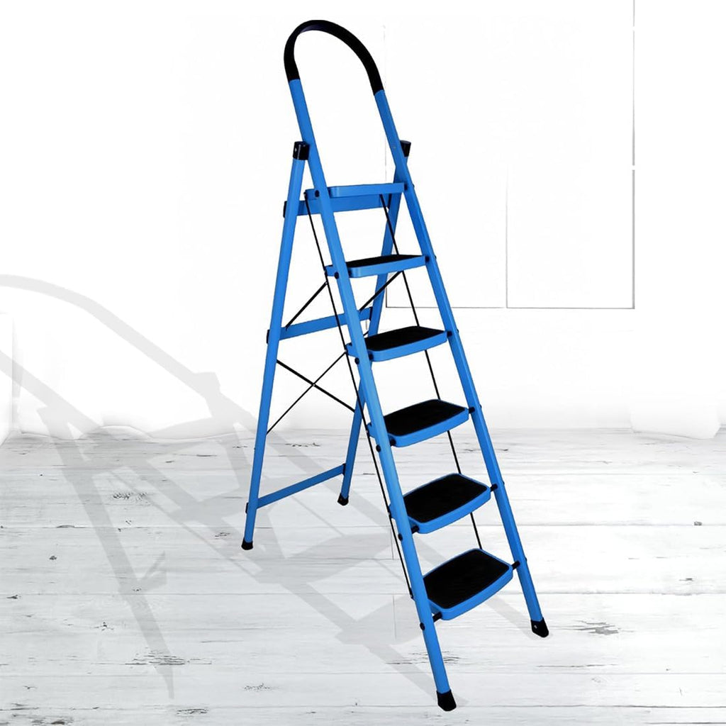 Plantex Premium 6 Step Ladder/Steel Ladder for Home Use/Wide Anti Skid ...